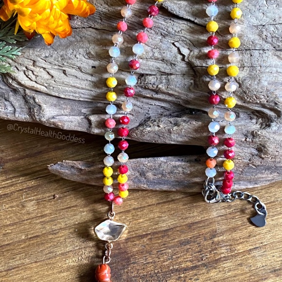 Red Jasper Goddess Crystal Beaded Necklace - Picture 3 of 10